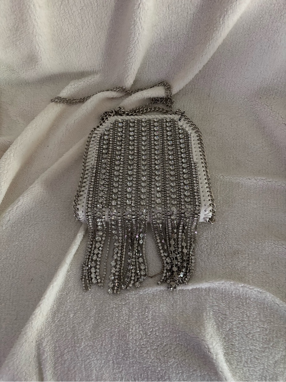 House of Harlow 1960 Silver Crystal Fringe Crossbody